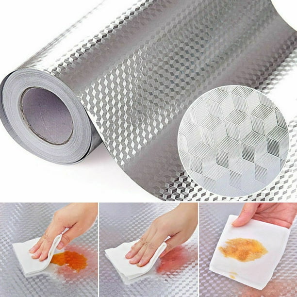 Kitchen Oil Proof Aluminum Foil Sticker Wall Floor Self Adhesive Waterproof